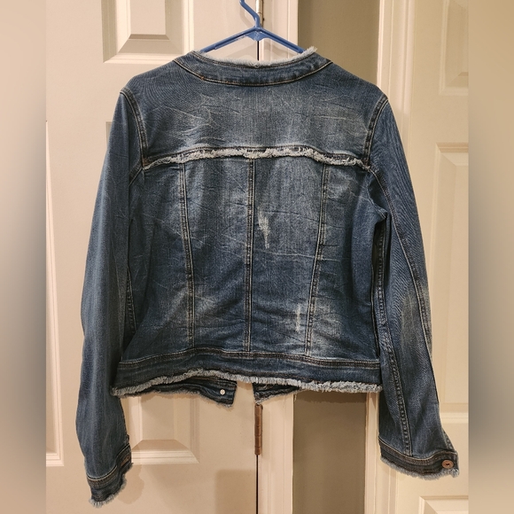 INC International Concepts Distressed Medium Blue Denim Jacket - Picture 5 of 6